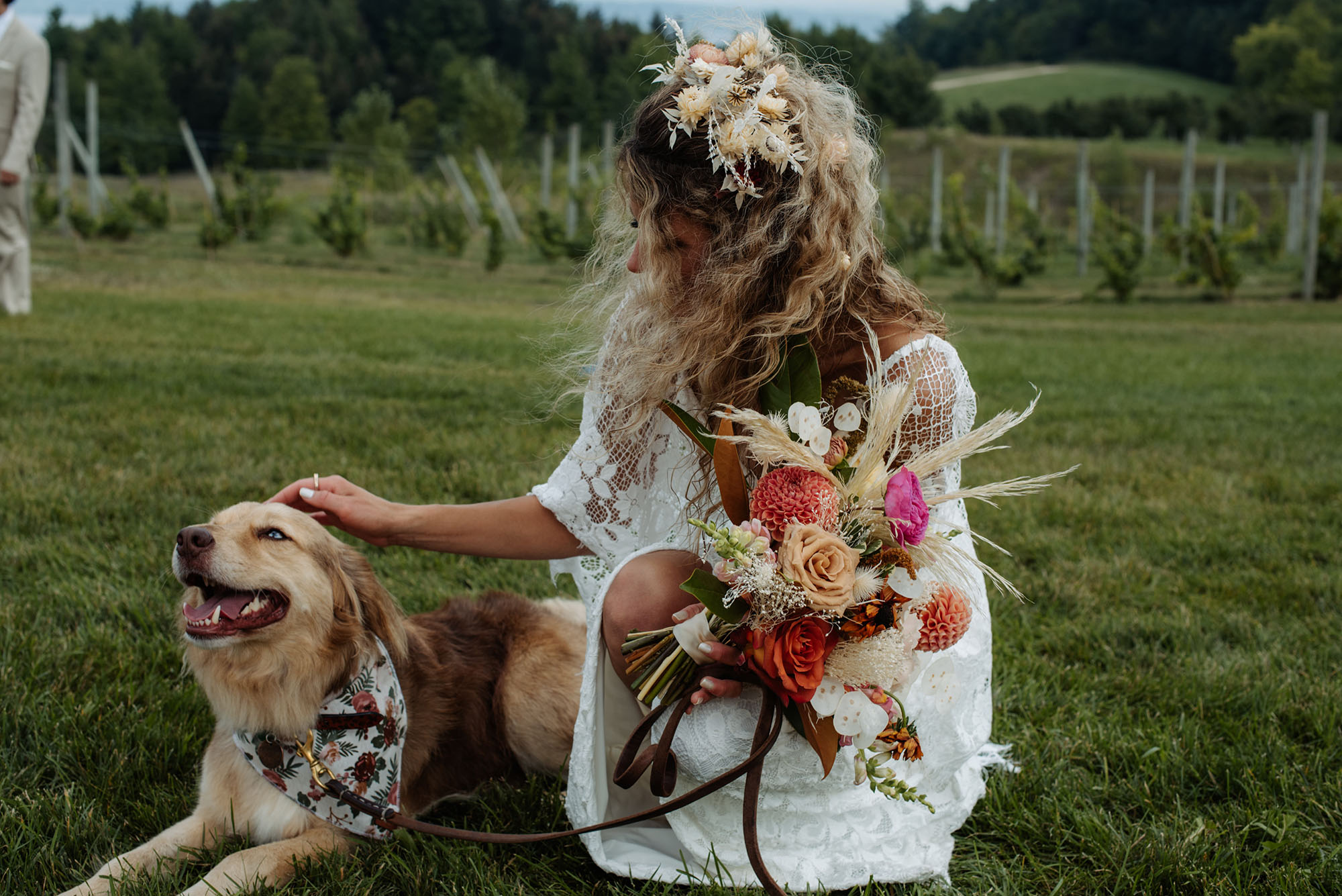 claire with her dog at bay view weddings